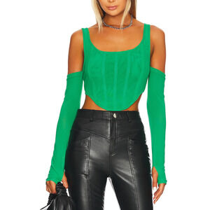 By.Dyln 'Aria' Green Off Shoulder Corset Top Size S